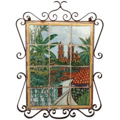 Signed Tile & Iron Wall Mural