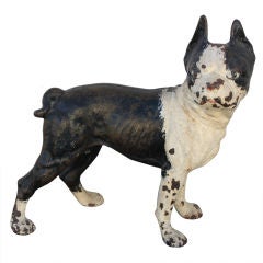 Vintage Cast Iron Boston Terrier or Bulldog Doorstop Figure