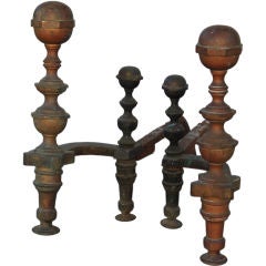 Stately  Pair of Early Boston Andirons