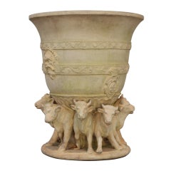 Romanesque Terracotta Jardiniere with Bulls