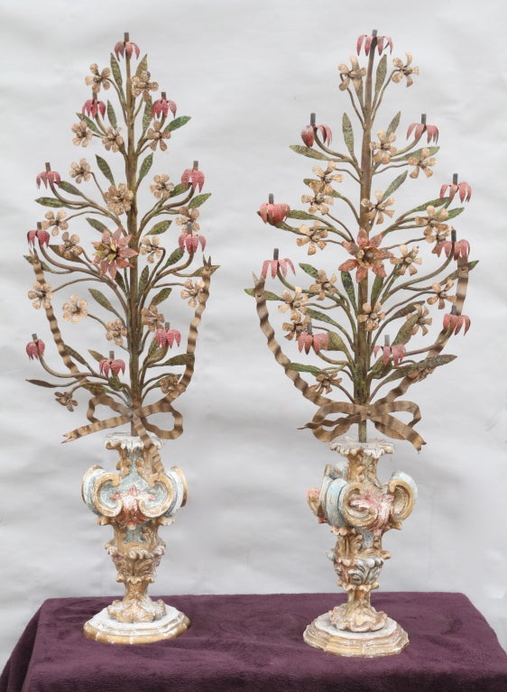 Elaborate Handwrought Italian Prickets