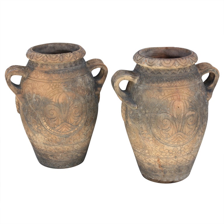 Large Italian Terra Cotta Oil Jars For Sale