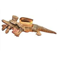 Bronze Matchsafe Gator Antique Bronze Matchsafe Gator