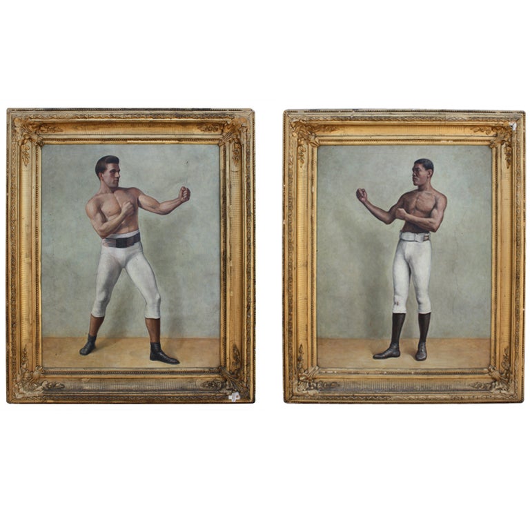 Great Pair of Impressive Boxer Paintings