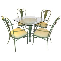 Vintage Lyrical Wrought Iron Patio Table and Chairs