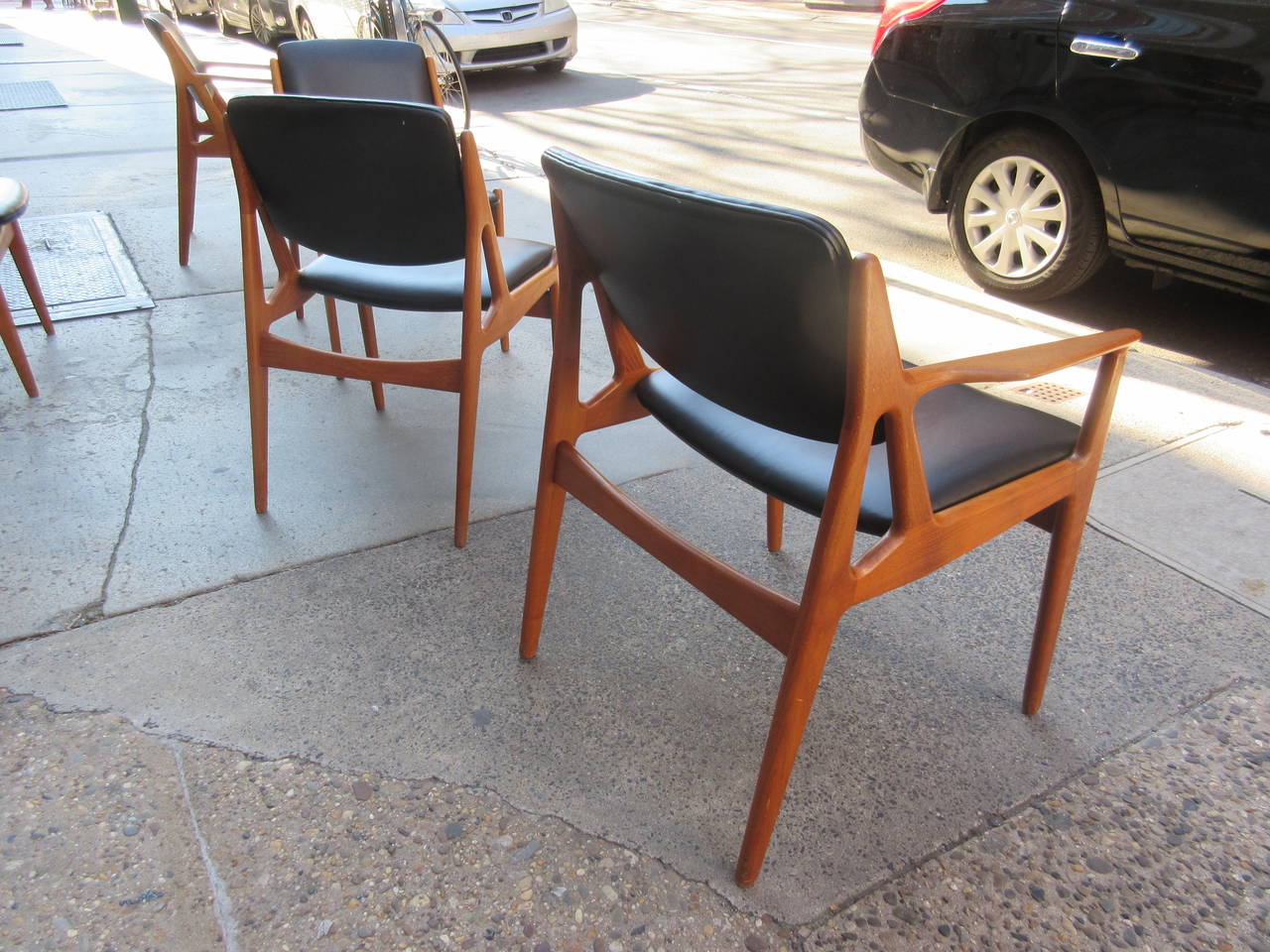 Set of Teak and Leather Arne Vodder Dining Chairs 1