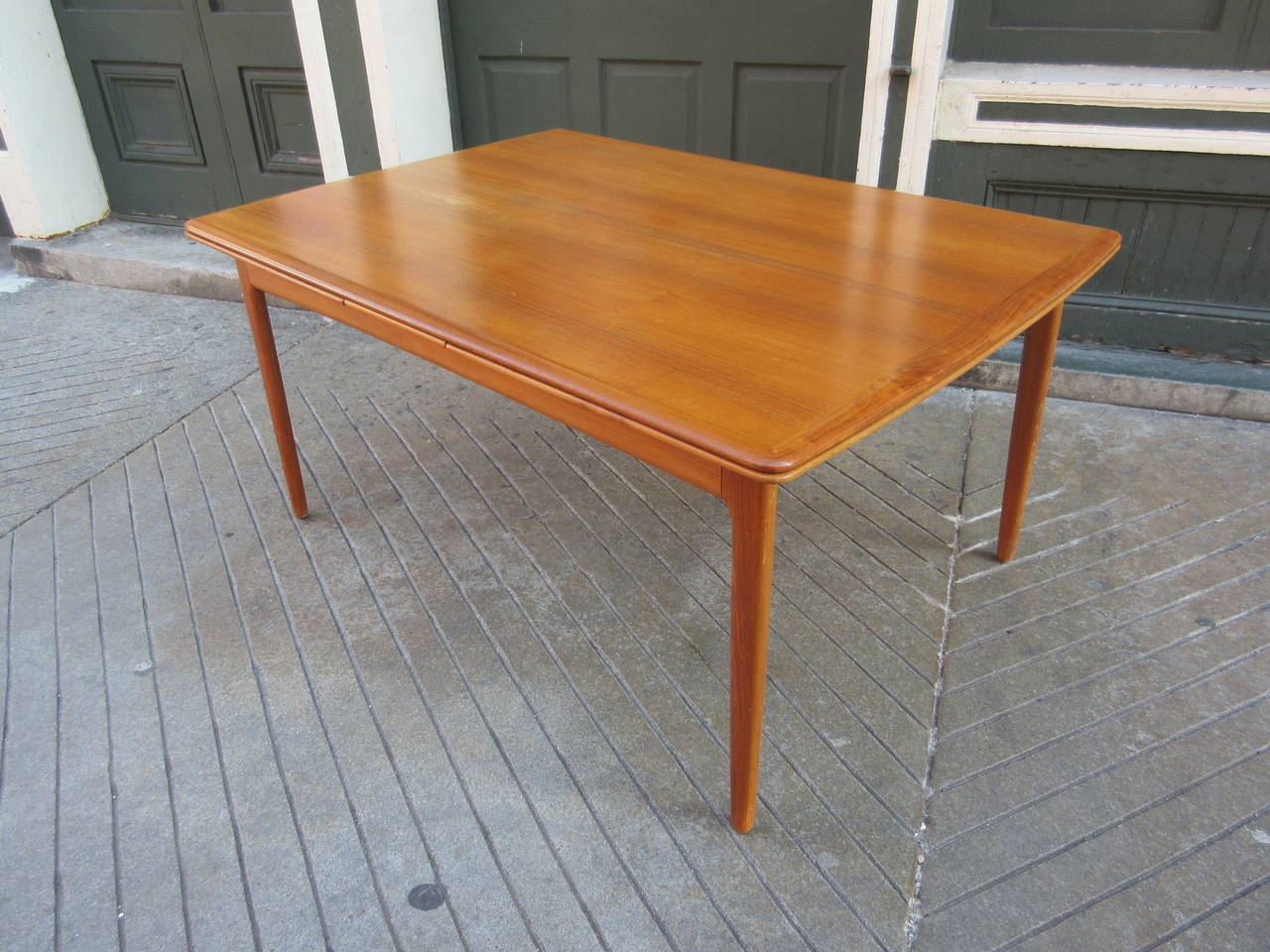 Set of Teak and Leather Arne Vodder Dining Chairs 4