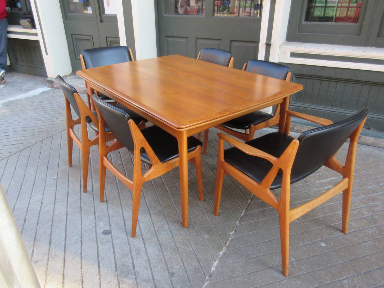 Set of Teak and Leather Arne Vodder Dining Chairs 2