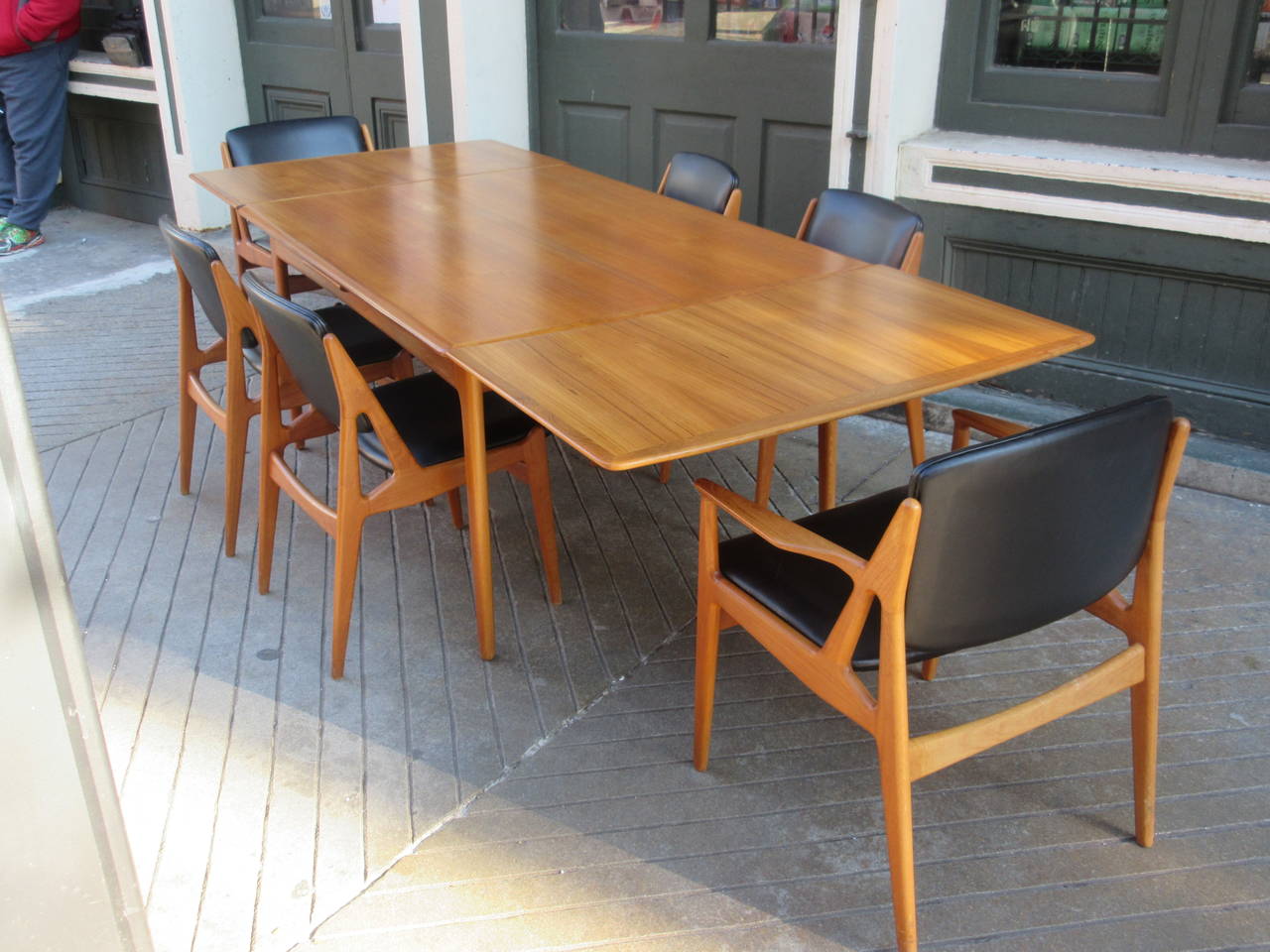 Set of Teak and Leather Arne Vodder Dining Chairs 3