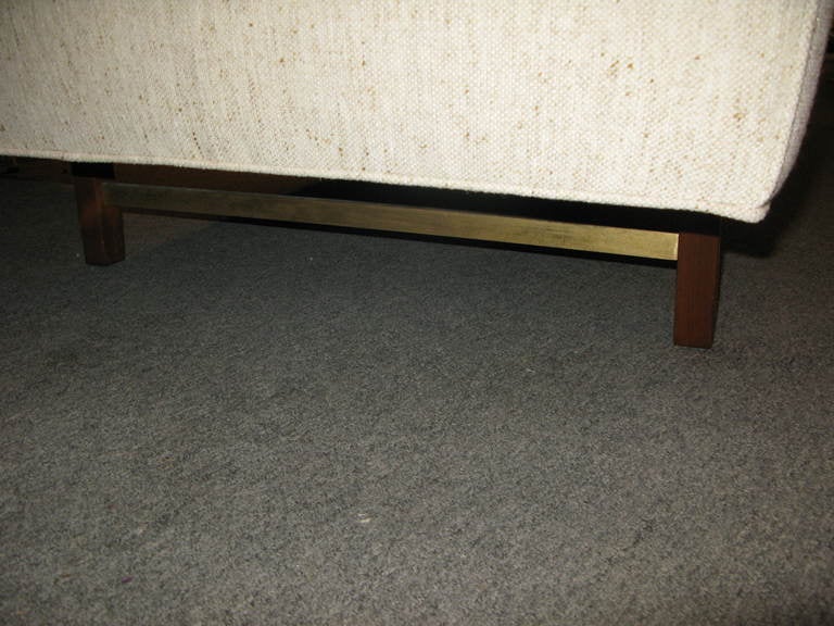 Mid-20th Century Mid-Century Low Back Sofa with brass stretchers