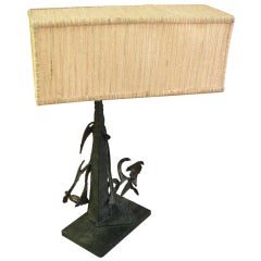 Brutalist Table Lamp/ Hand-welded