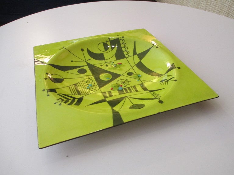 Edward Winter enamel on copper signed front and back and dated 1963.  Winter studied at the Cleveland School of art.  He died in 1976.