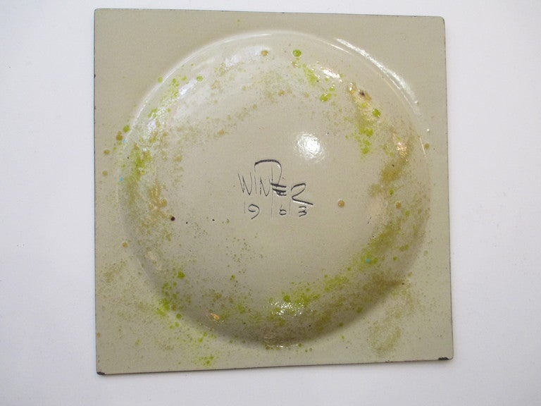 American Edward Winter signed Enamel on copper dated 1963