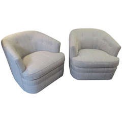 Retro Pair Swivel Barrel Chairs