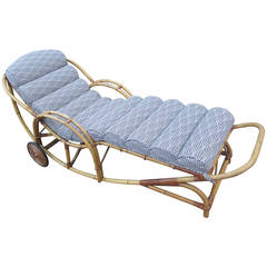 Antique 1930s Rattan Chaise Longue