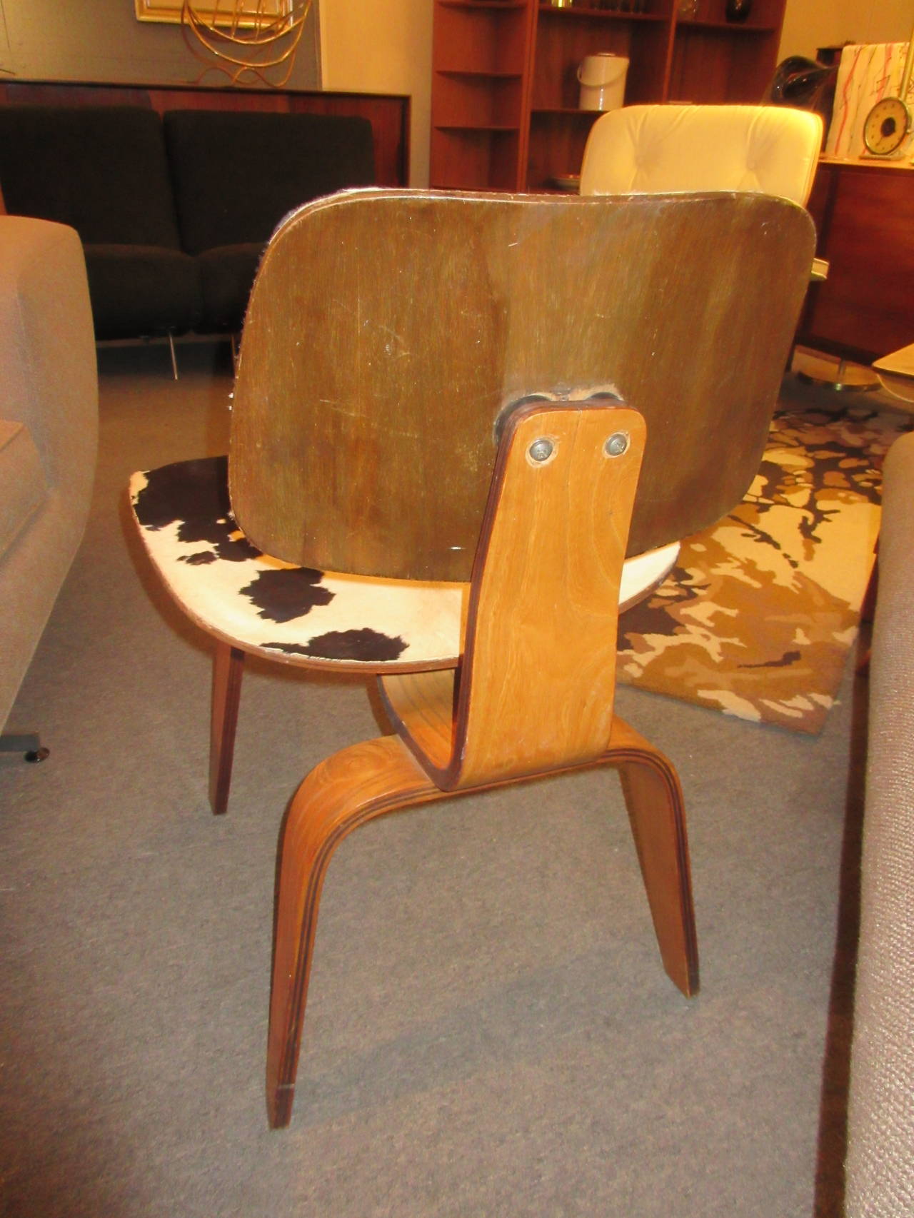 Mid-Century Modern Charles Eames Evans Label DCW Chair in Calfskin