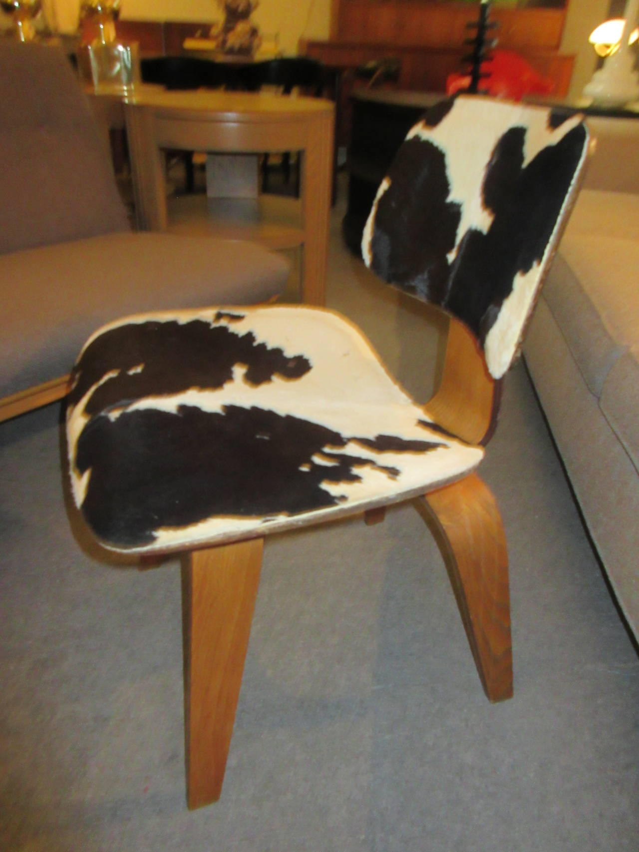Plywood Charles Eames Evans Label DCW Chair in Calfskin