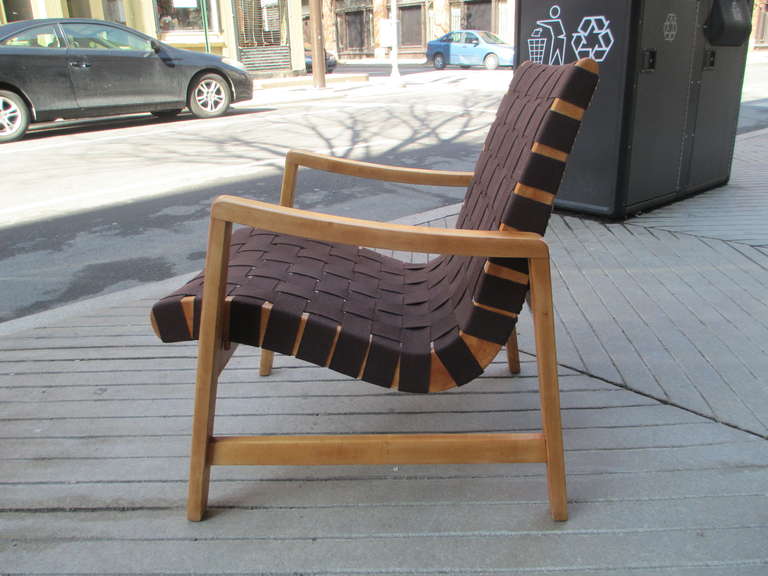 American Jens Risom 625W Strapped Armed Chair for Knoll Associates