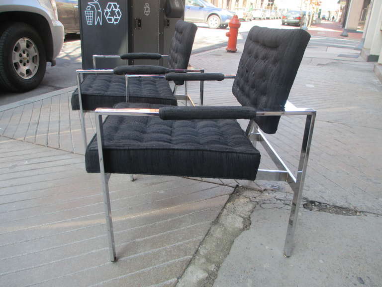 Mid-Century Modern Milo Baughman For Thayer Coggin Pair of Arm Chairs