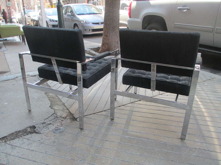 Milo Baughman For Thayer Coggin Pair of Arm Chairs In Excellent Condition In Philadelphia, PA