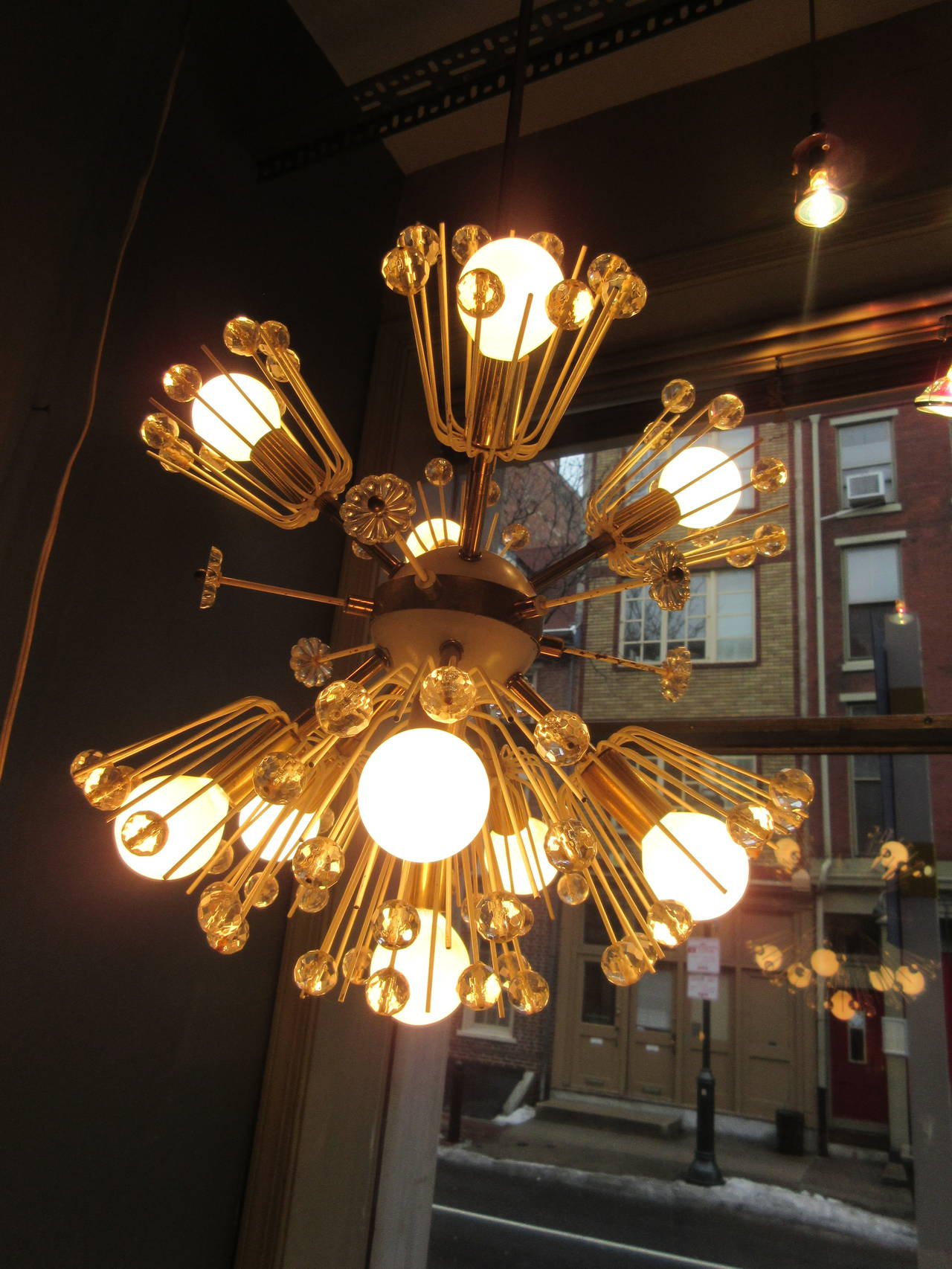 American Starburst Chandelier in the Manner of Emil Stejnar