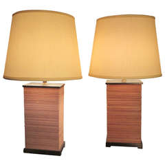 Paul Frankl Cerused Oak for Brown and Saltman Pair of Lamps