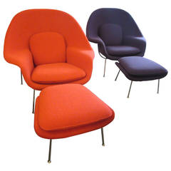 Vintage Eero Saarinen Womb Chairs and Ottomans by Knoll
