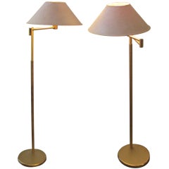 ONE Walter von Nessen Adjustable Floor Lamp in Brass