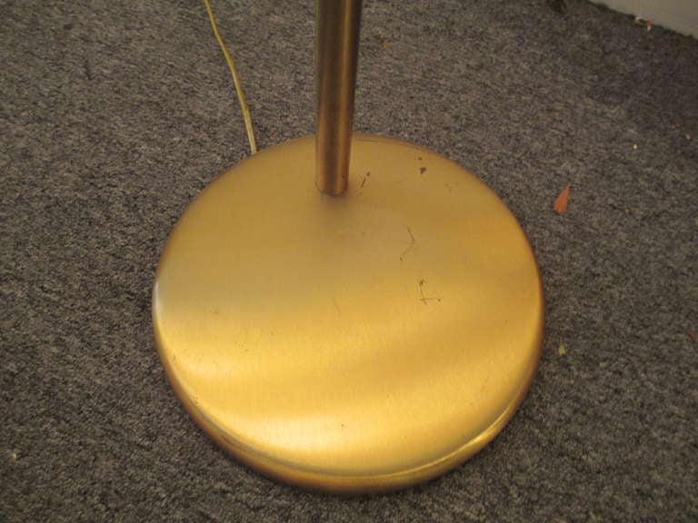 ONE Walter von Nessen Adjustable Floor Lamp in Brass In Excellent Condition In Philadelphia, PA
