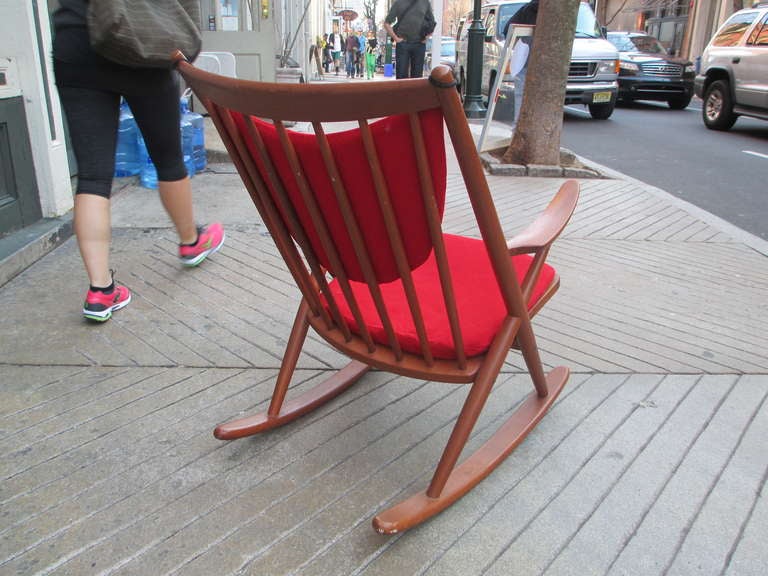 Mid-20th Century Danish Teak Rocking Chair by Frank Reenskaug for Brahmin