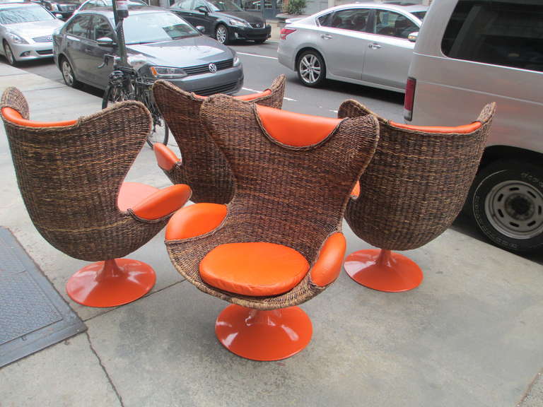 Philippine Woven Egg Chairs in the Style of Arne Jacobsen