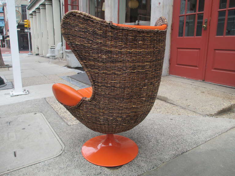 Woven Egg Chairs in the Style of Arne Jacobsen In Excellent Condition In Philadelphia, PA
