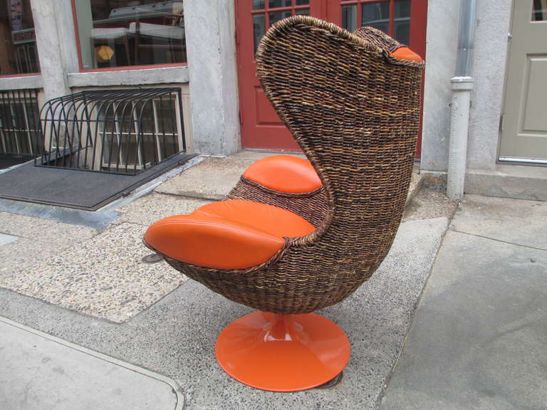 Mid-20th Century Woven Egg Chairs in the Style of Arne Jacobsen