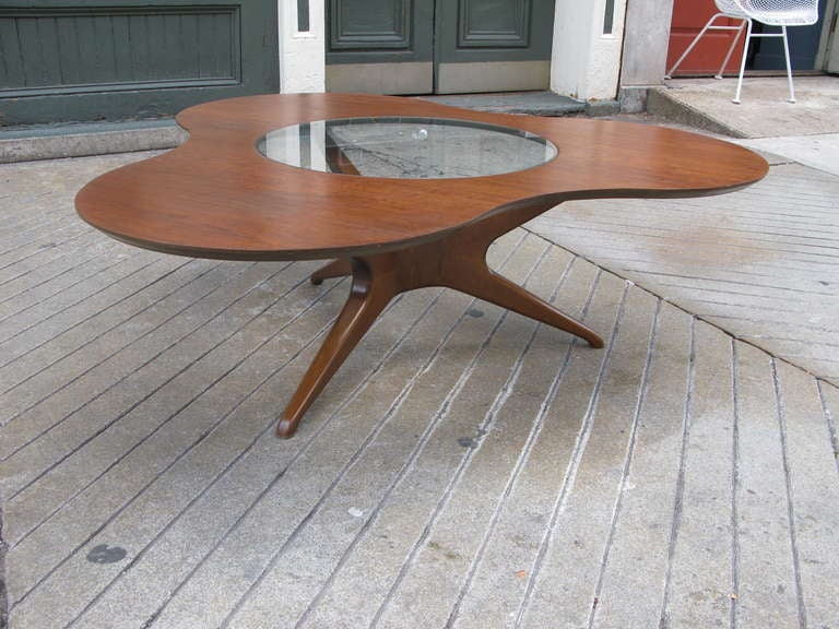 Mid-20th Century Erno Fabry for Fabry Associates Walnut and Glass Coffee Table