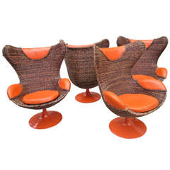 Vintage Woven Egg Chairs in the Style of Arne Jacobsen