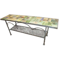 Jacobson Wrought Iron and Tile Low Coffee/Console Table