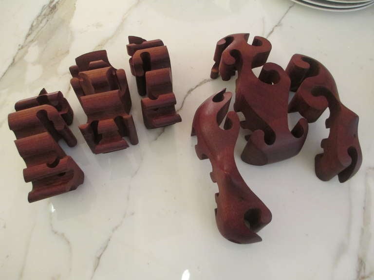 Carved Deborah Bump Teak Puzzle Hippo 