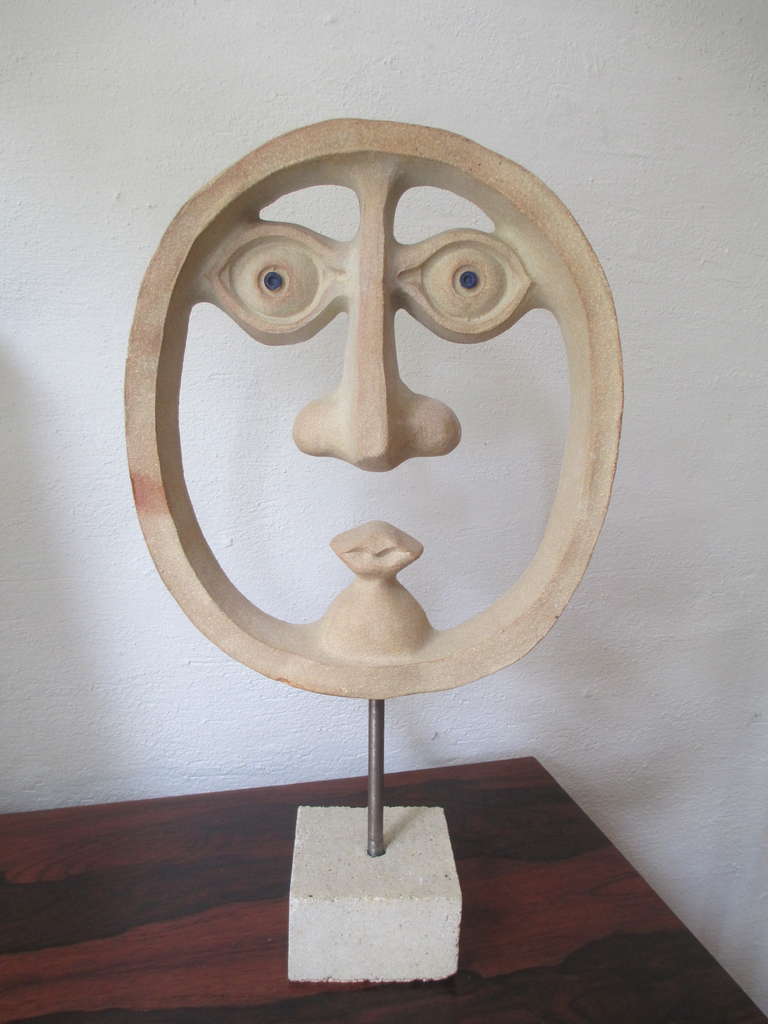 Great David Gil Head by Bennington Pottery from the 60's.  Signed DG on back.  Great Graphic image!