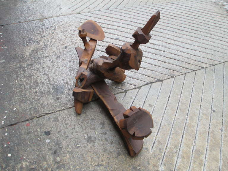 Wood Cubist Sculpture by Leo Russell For Sale 1