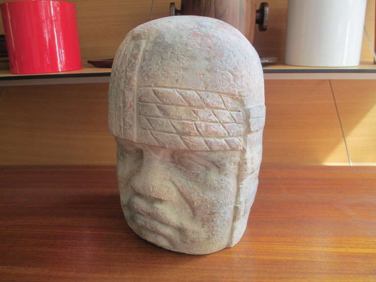 1960's Hand-Built Mexican Pottery Head
