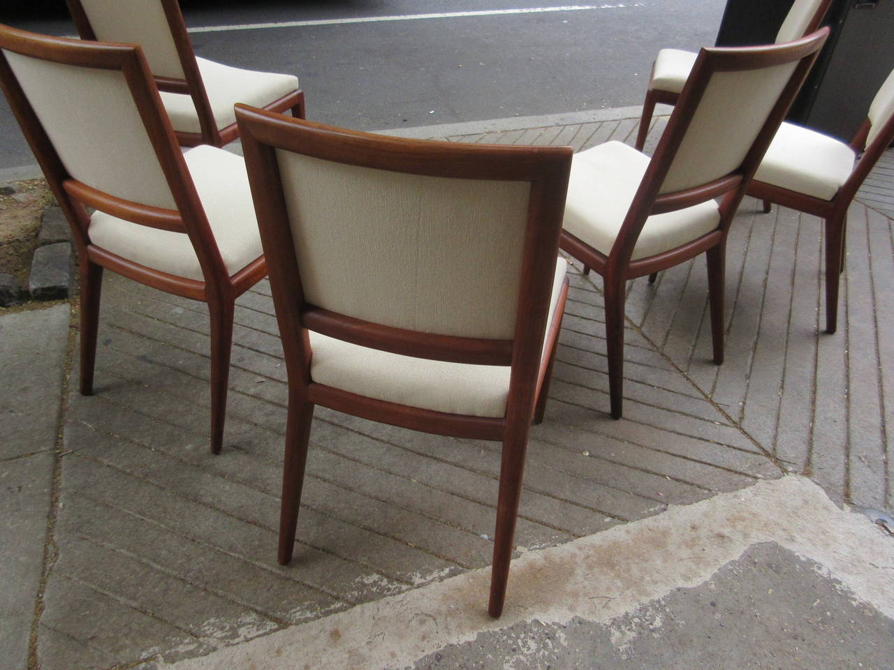 Fabric M. Singer and Son Walnut Dining Chairs