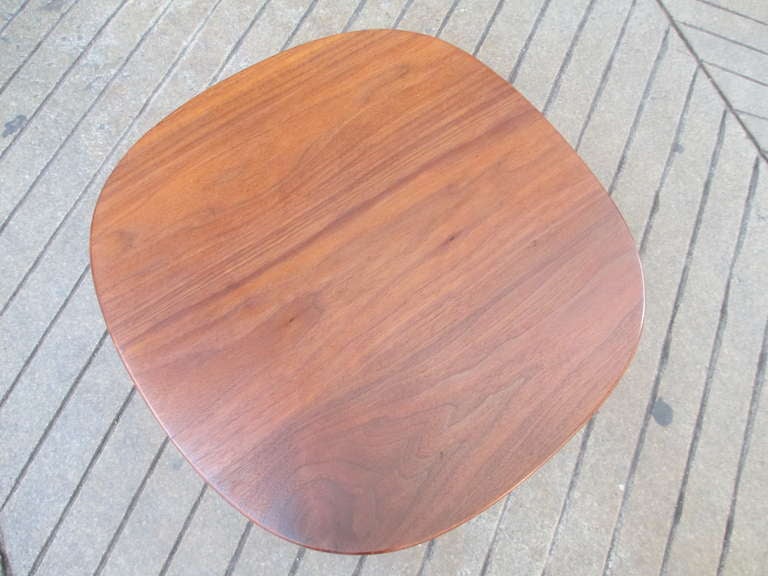 Mid-Century Modern Walnut and wrought iron side table in the style of Alan Gould 