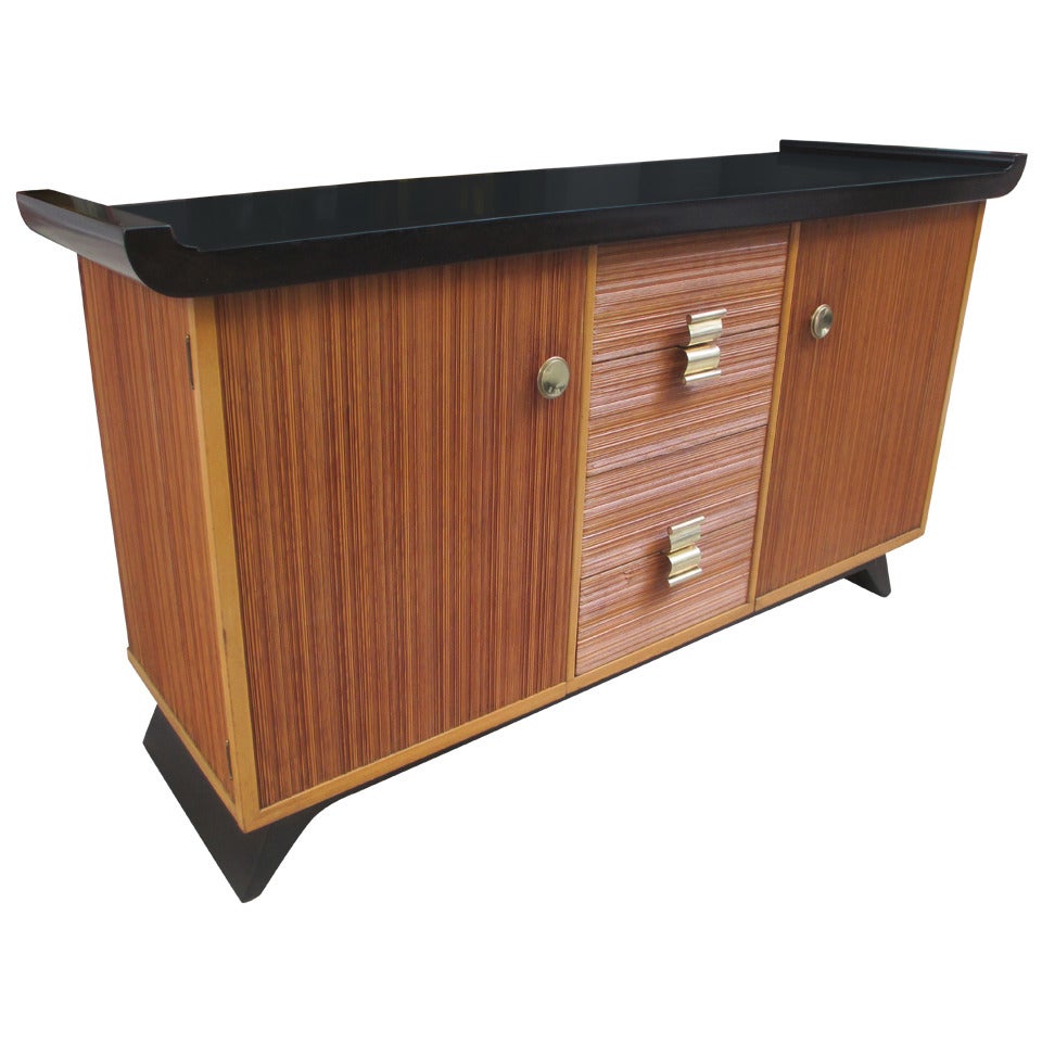 Paul Frankl Buffet of Cerused Oak and Lacquered Wood