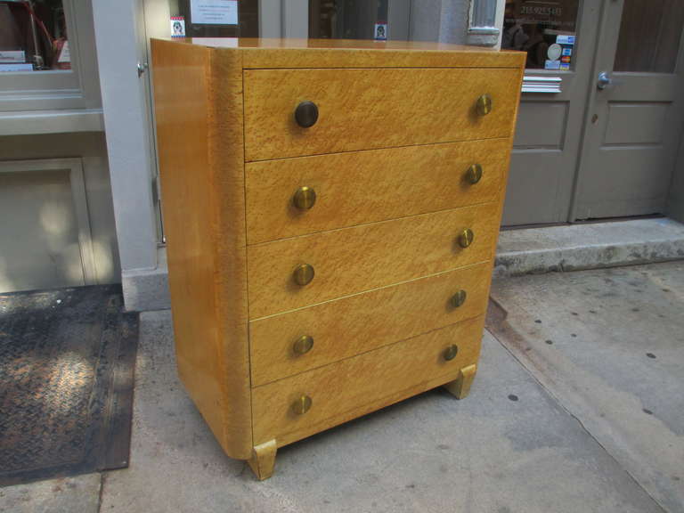 Tall chest of drawers bought in 1949 of birds eye maple veneer by the Red Lion Company of Red Lion Pa.
