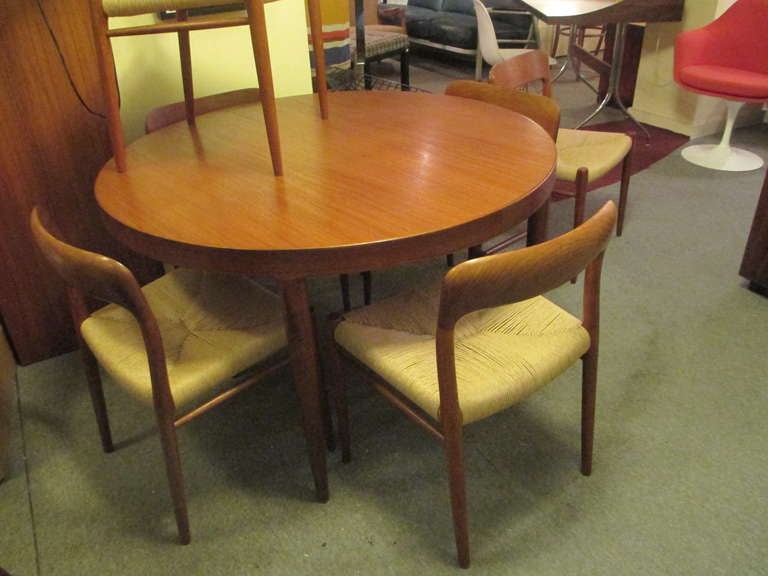 Sycamore Neils Moeller Set of Six Teak Dining Chairs with Rush Seats 