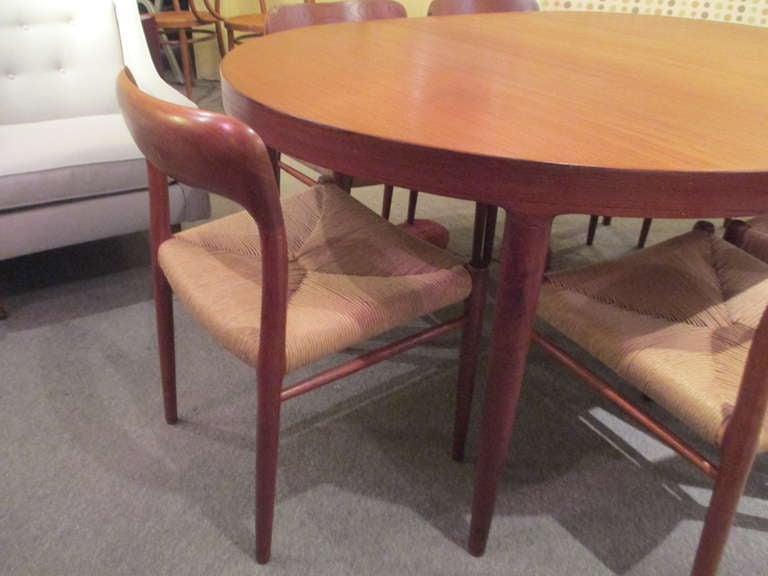 Mid-20th Century Neils Moeller  Teak Round Expandable Dining Table 