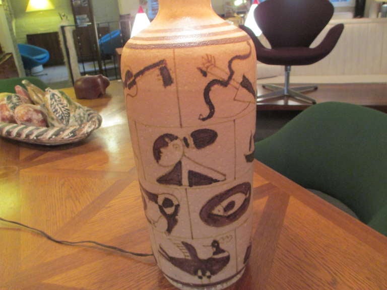 Italian Guido Gambone Ceramic Table Lamp