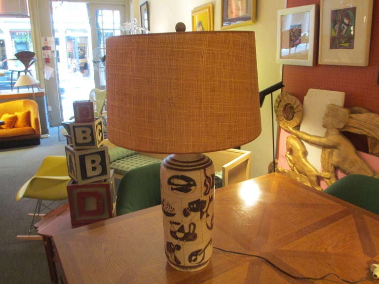 Mid-20th Century Guido Gambone Ceramic Table Lamp