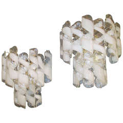 Pair 1970's  Large Murano/ Venini Style Sconces