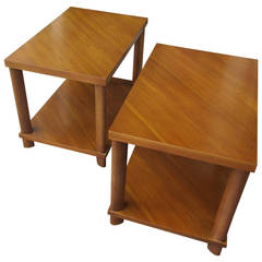 John Widdicomb Pair of Walnut End Tables John Widdicomb Pair of Walnut End Tables